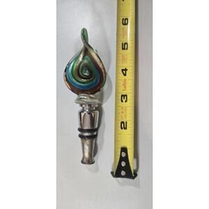 Wine Bottle Stopper Stainless Steel, Murano Style Glass Top